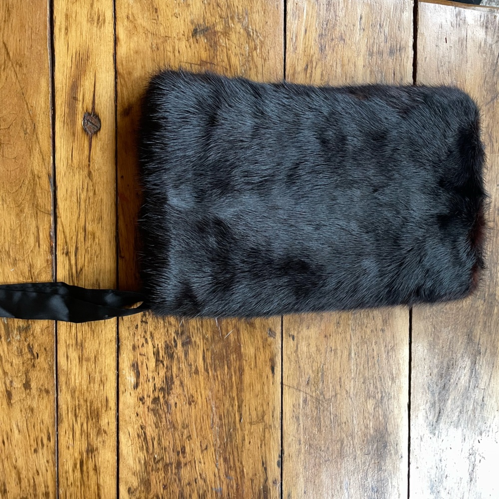 Dark Brownish Black Vintage Mink Fur Muff/Clutch